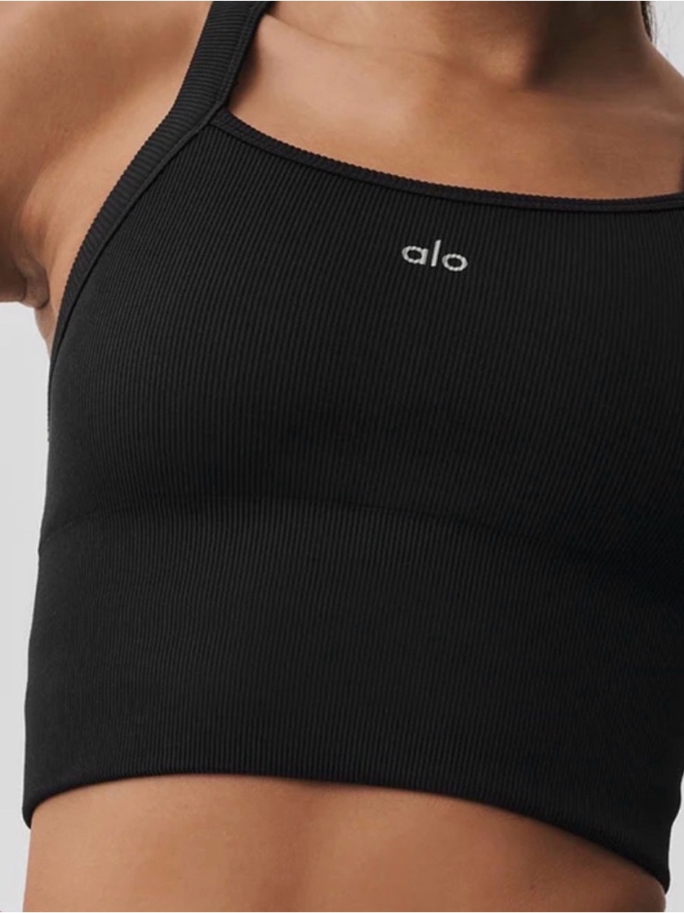 NWOT ALO Yoga Black Ribbed Cropped Tank